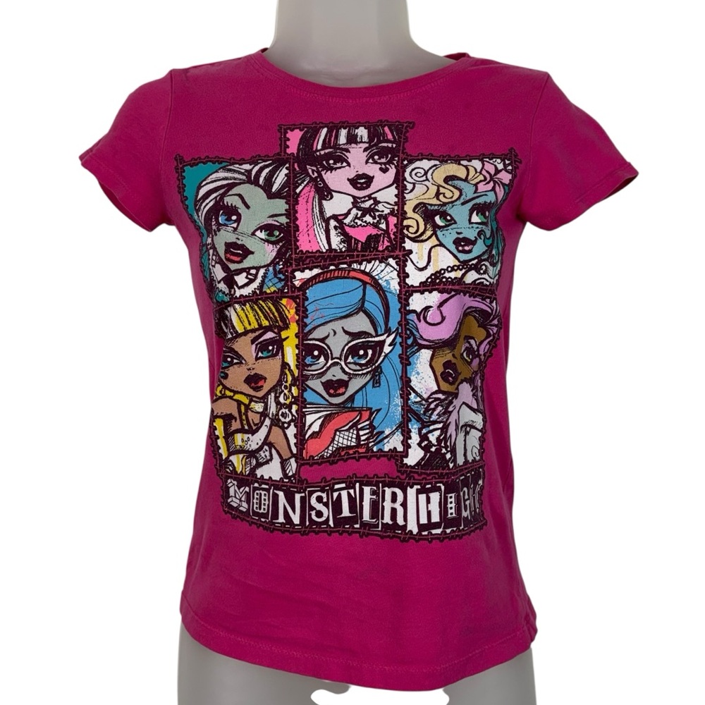Vintage Y2K Monster High Fitted Hot Pink Baby Tee McBling Scene Kid Emo XS S